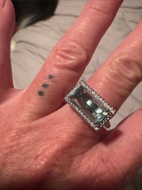 Levi's Silver Ring with Rectangular Aquamarine-Colored Stone